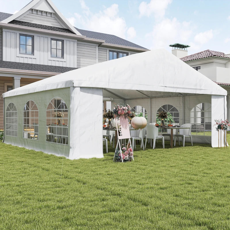 Heavy-Duty Outdoor Wedding Tent with Sidewalls and Steel Frame - White