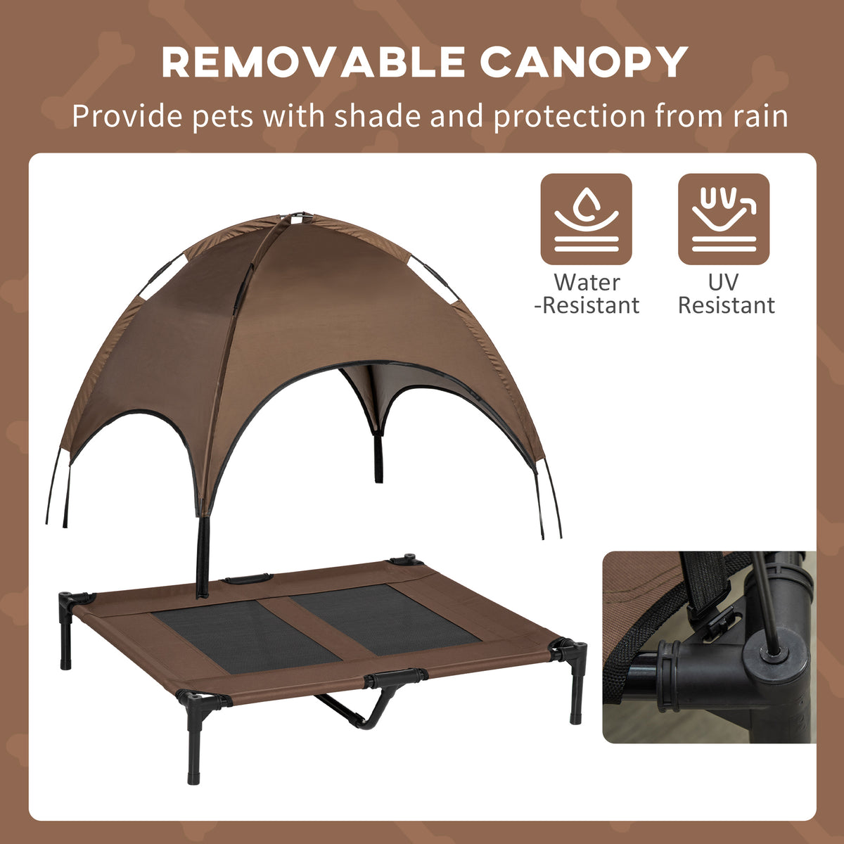 Portable Elevated Dog Bed with Canopy Shade - 36 Inch Support for Small Dogs