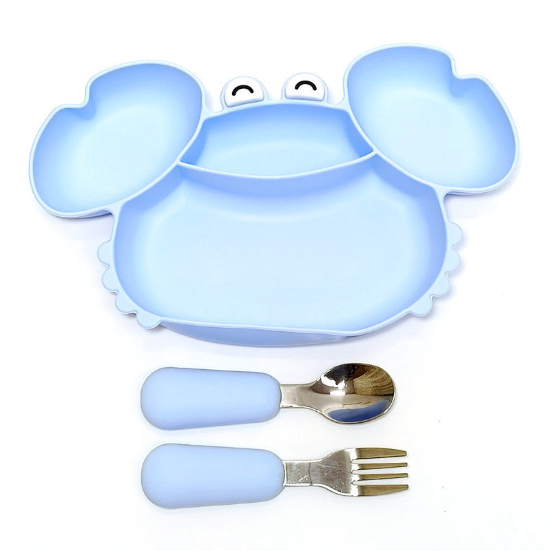 All-in-One Baby Feeding Tray with Compartments Silicone Dinnerware Set
