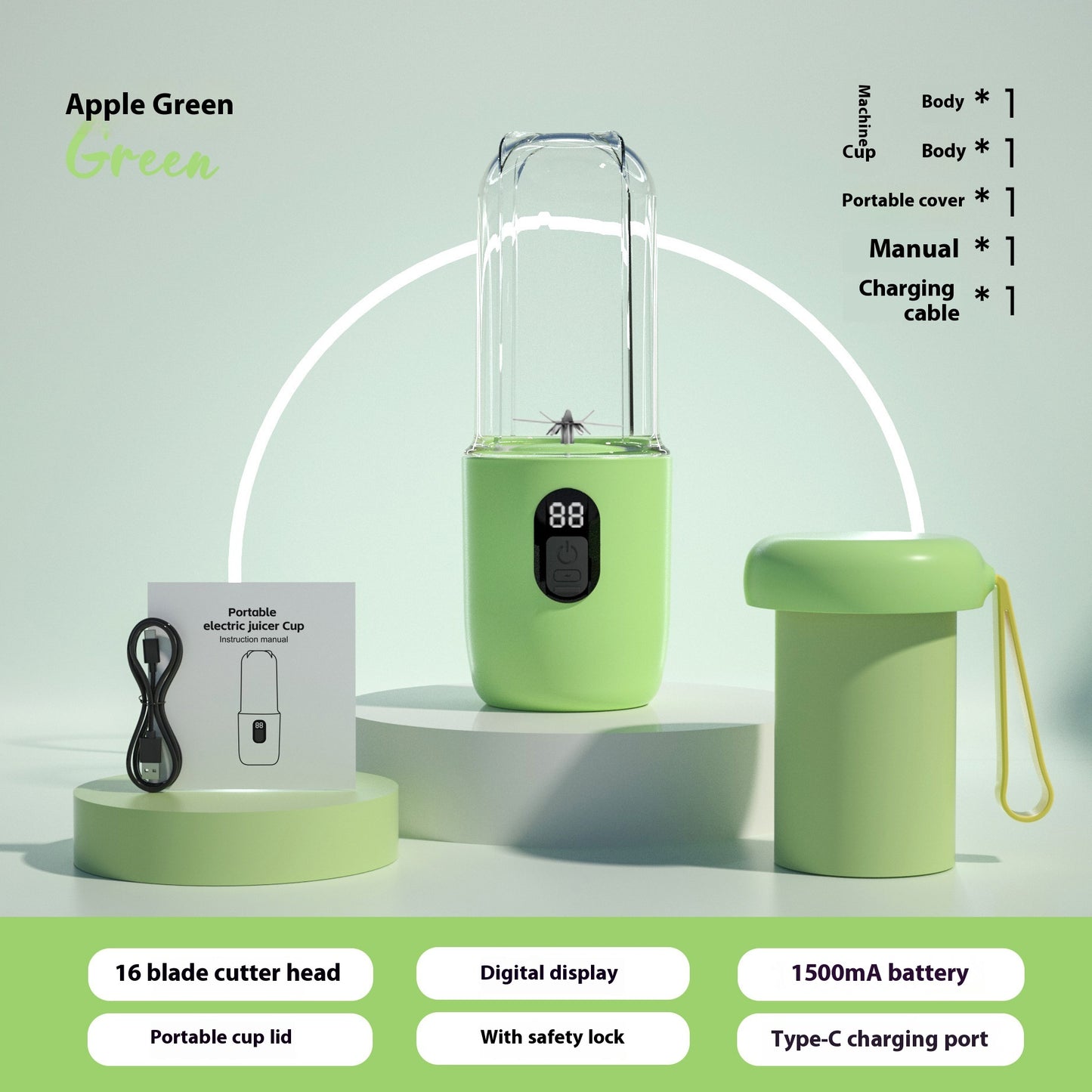Portable Juice Extractor with USB Charging 500ml Outdoor Kitchen Tool