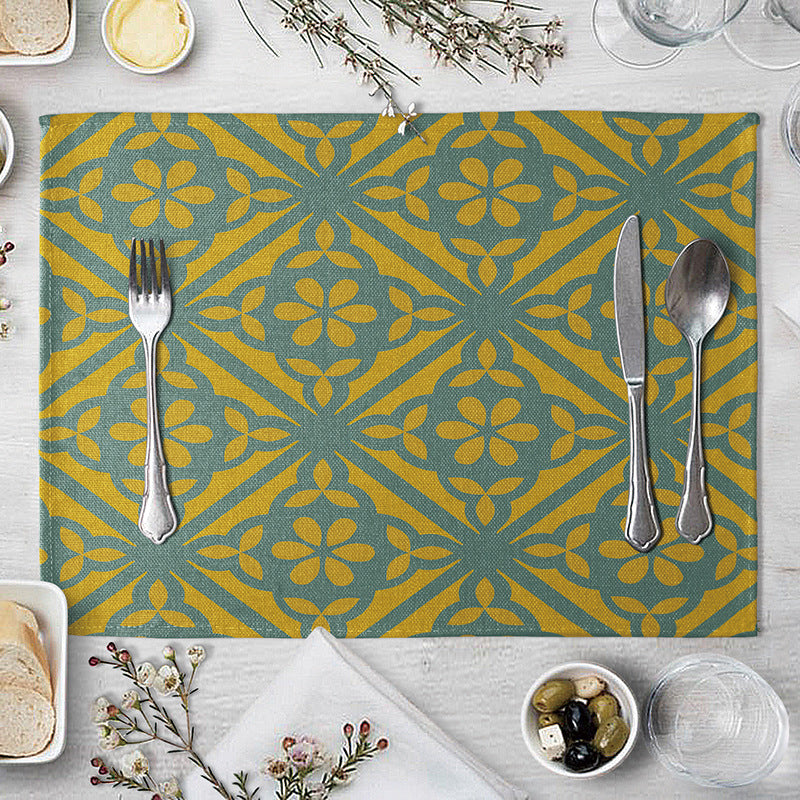 Geometric Pattern Dinner Placemats Set of 4 - Kitchen Table Decor