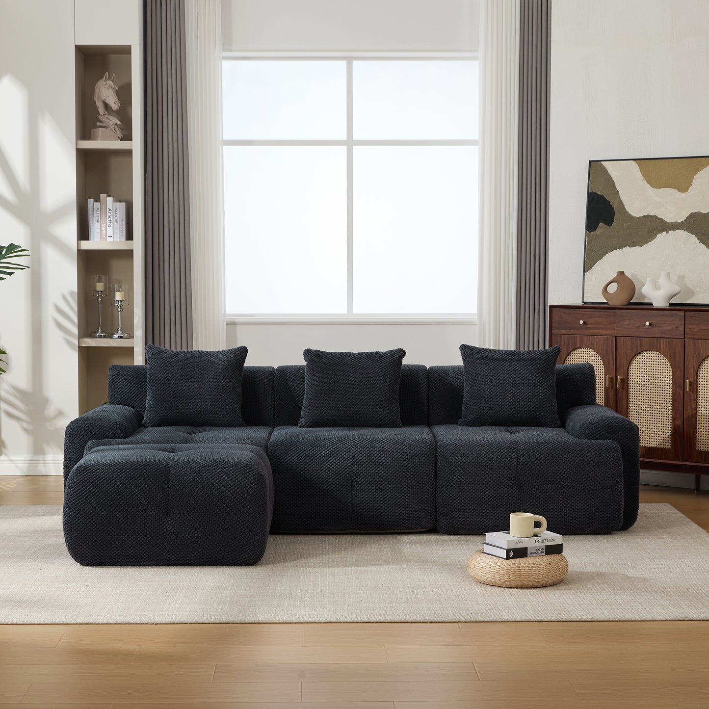 104.3" 4-Piece L Shaped Modular Sectional Sofa Set - Charcoal