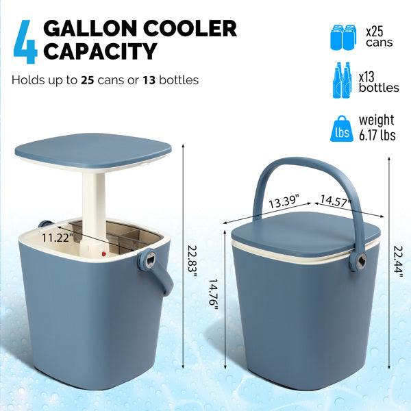 4 Gallon Portable Outdoor Cooler Table with Lid & Bottle Opener