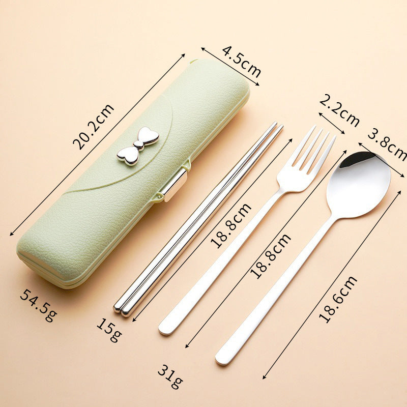 Stainless Steel Portable Tableware Set with Chopsticks, Spoon & Fork