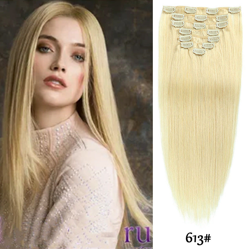 Clip-in Human Hair Extensions 14 Inches 70g Seven-Piece Set for All Hair Types