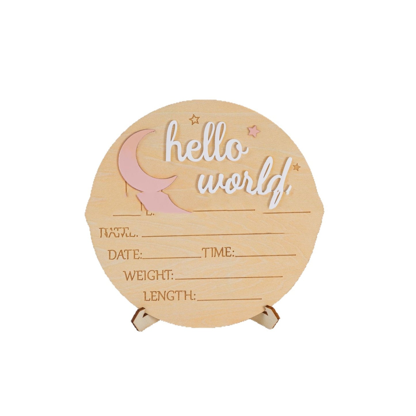 Hello World Baby Photo Props - Wooden Decor for Baby Photos - 15cm