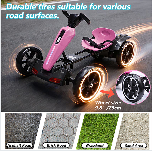 12V Kids Electric Pedal Go Kart with Adjustable Seat & EVA Wheels