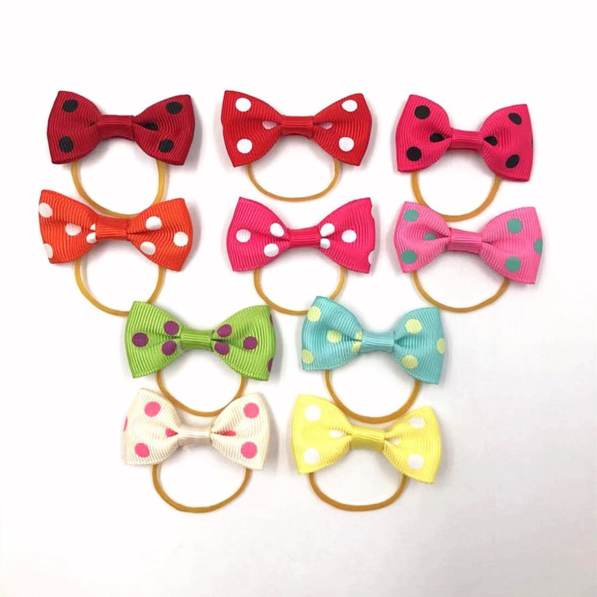 Dog Hair Bows with Rubber Bands - 20 Colors