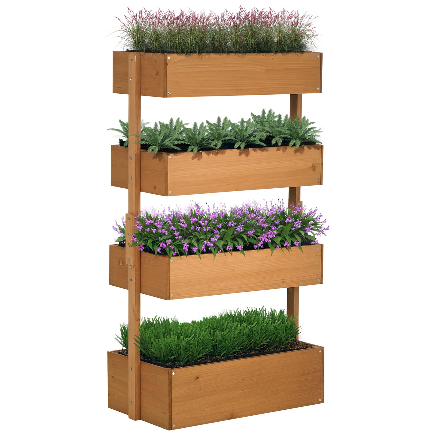 Vertical Raised Garden Bed with 4 Wooden Planter Tiers, Self-Draining Orange