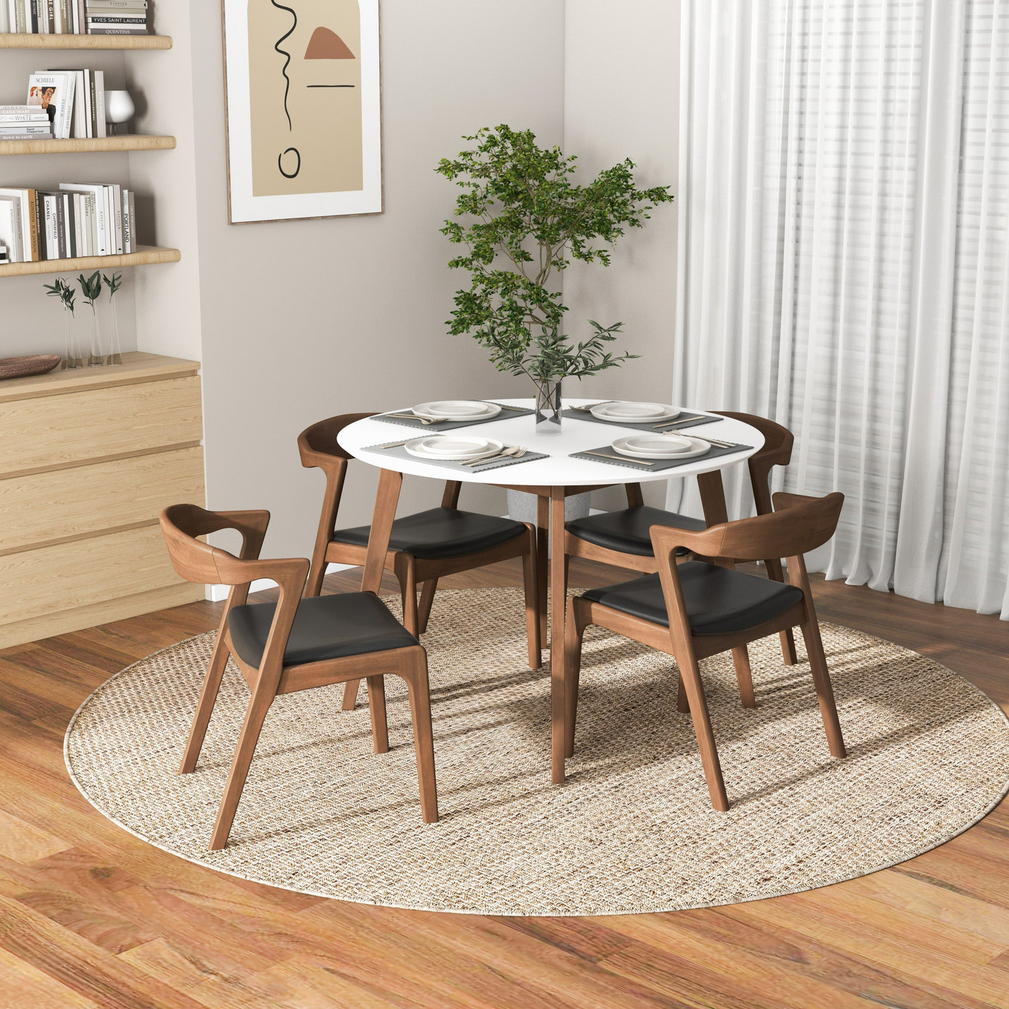 Alina Dining Table White And 4 Side Chairs