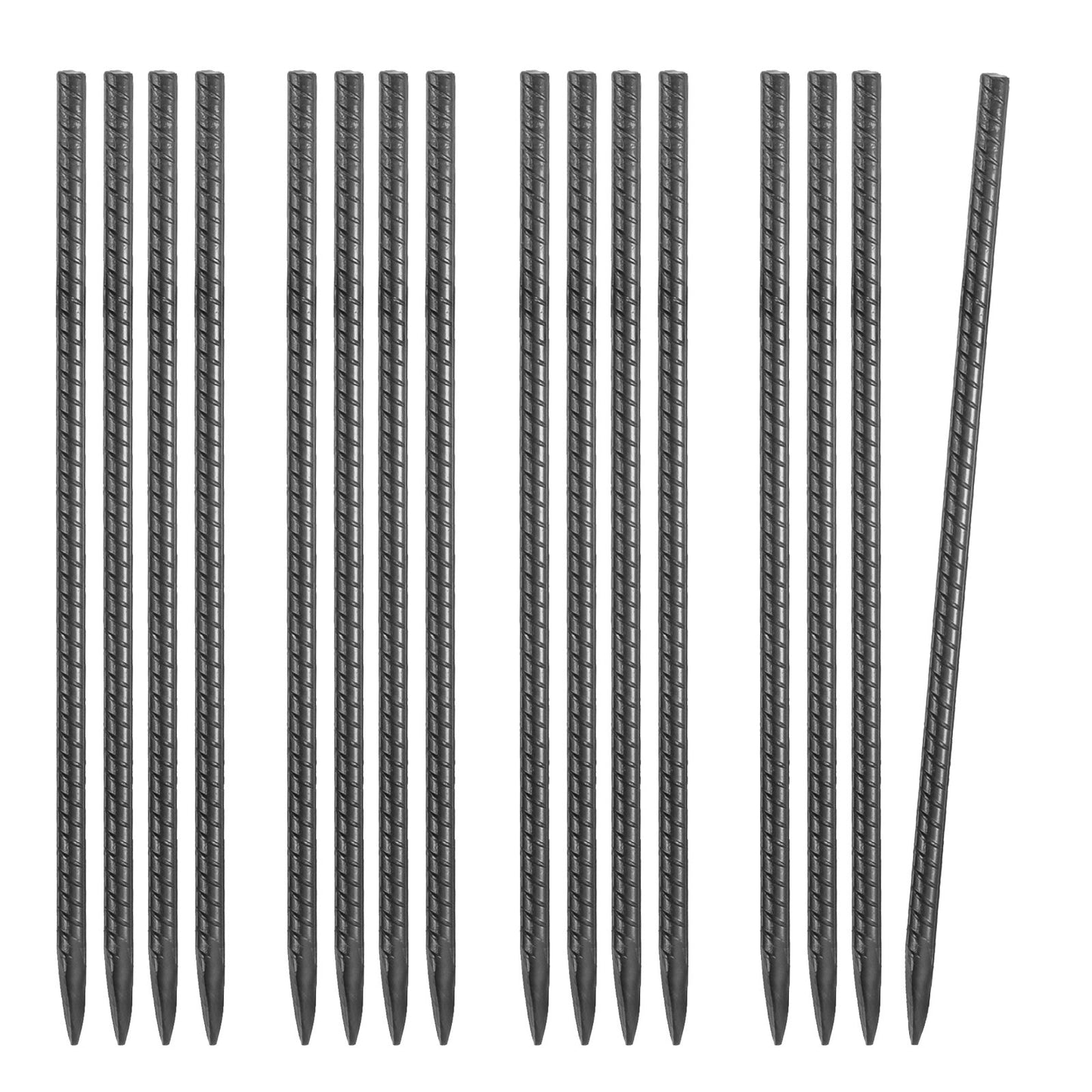 16-Inch Galvanized Steel Rebar Stakes Set - Heavy Duty Ground Anchors for Garden & Soil