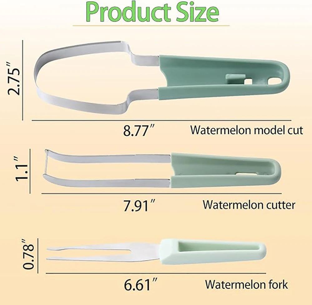3-in-1 Watermelon Cutter Tool - Stainless Steel Slicer & Fork