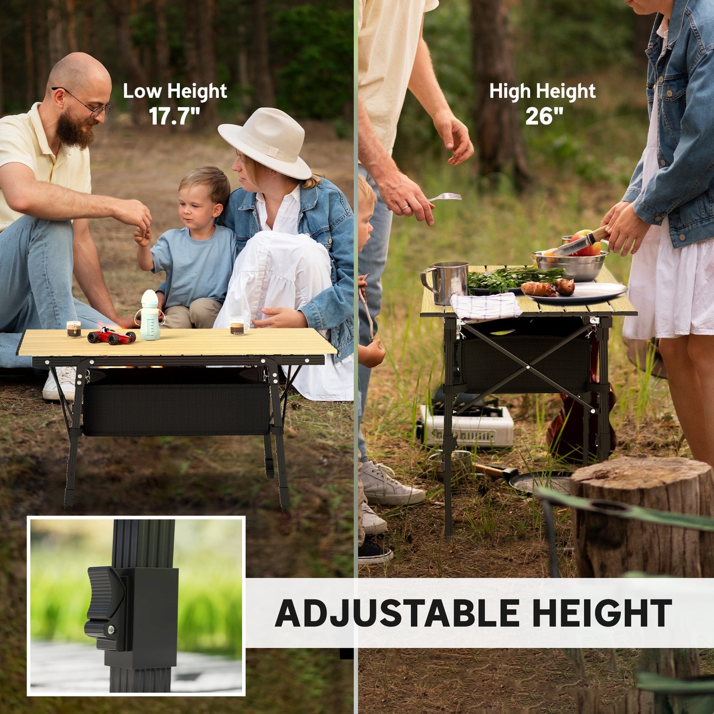 Portable 3ft Folding Camping Table with Storage Bag - Brown