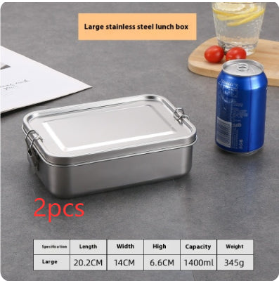 304 Stainless Steel Lunch Box Food Grade with Lid and Partition Options