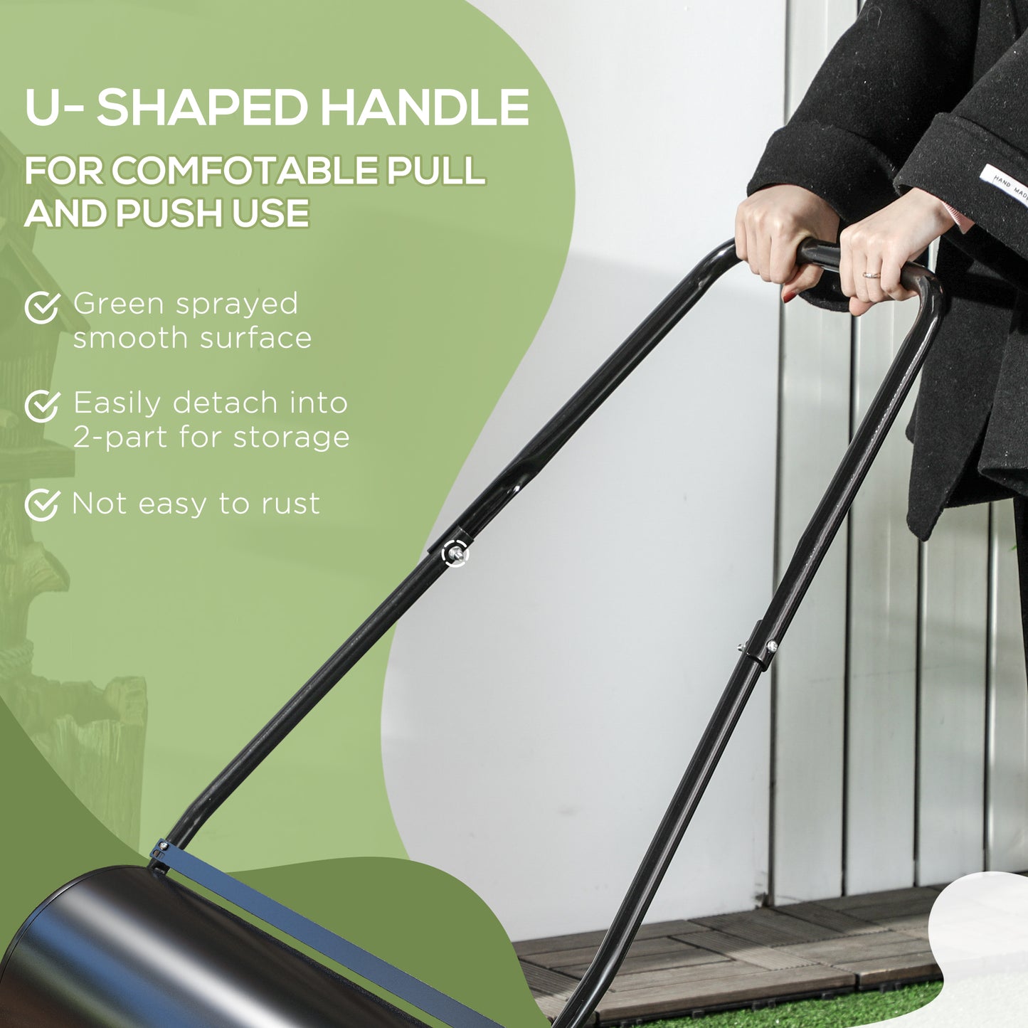 46L Water-Filled Lawn Roller with U-Handle for Garden and Sod Flattening