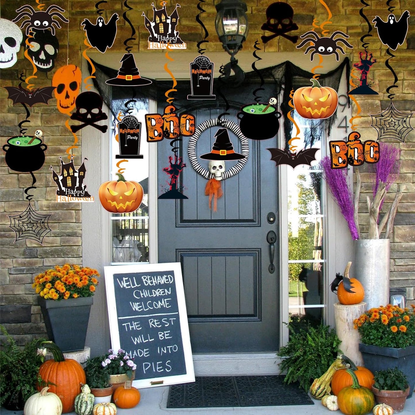36 Pcs Halloween Hanging Swirl Decorations - Multi-Color