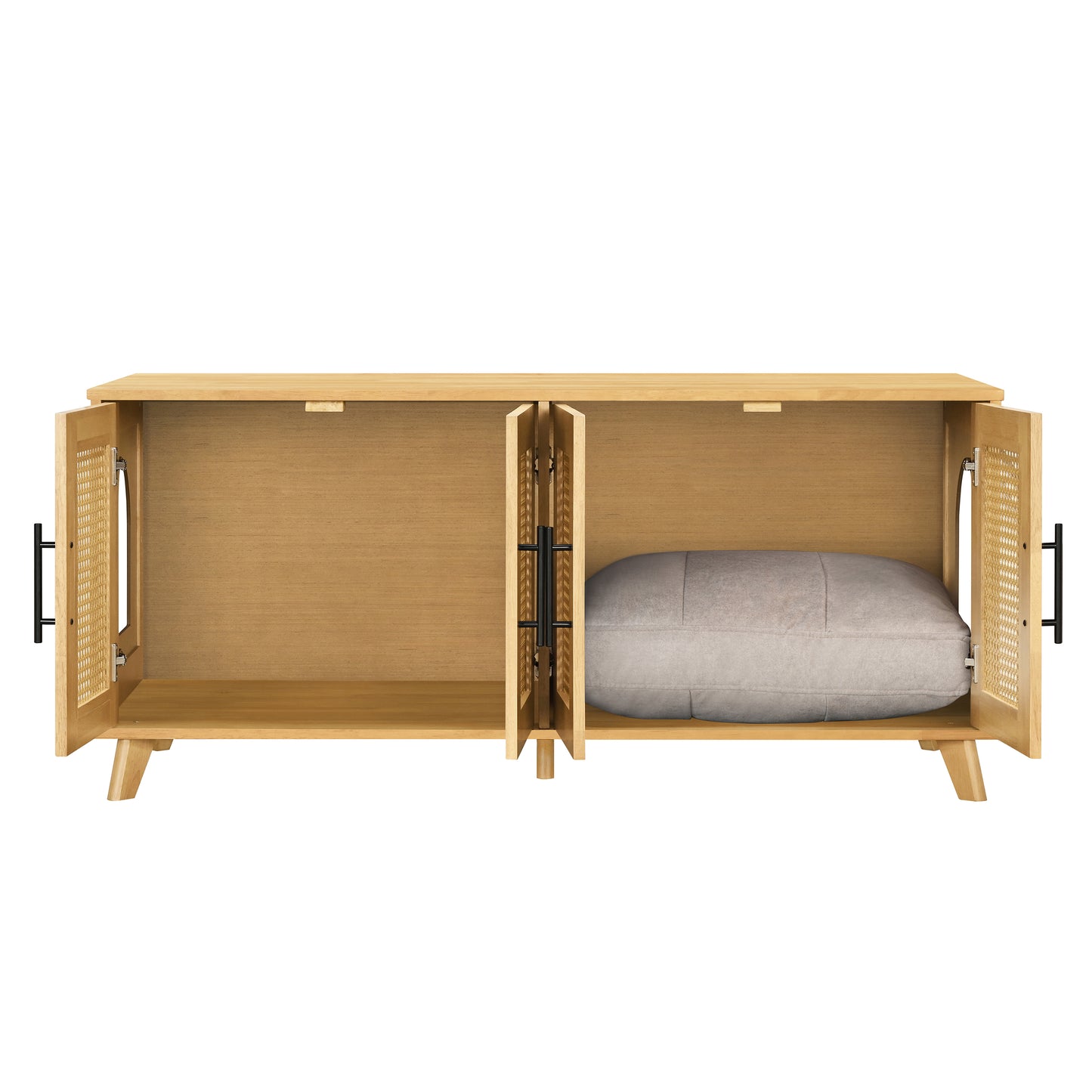 Myra Indoor Premium Rubber Wood Cat Cabinet With Plush Cushion