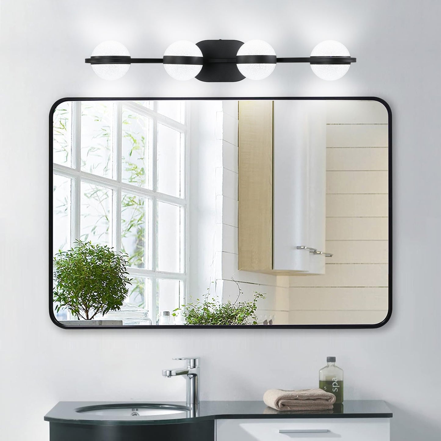30-Inch Black Minimalist LED Bathroom Vanity Light Fixture