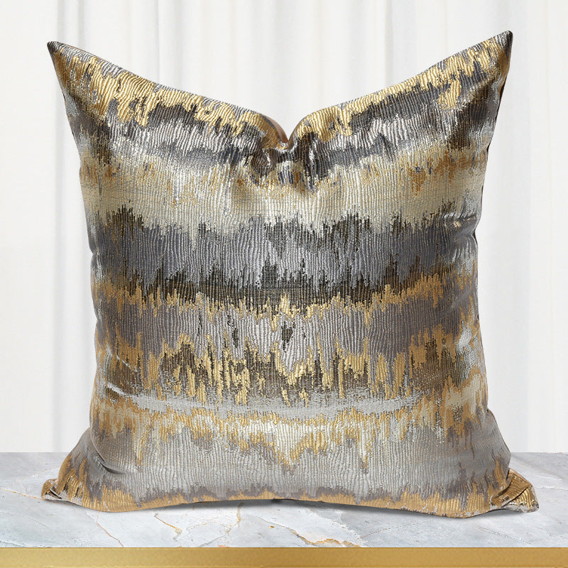 Luxurious Gray Gold Striped Pillow Cover - Modern Home Decor Cushion