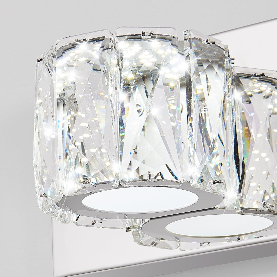 Modern Crystal 6-Light LED Wall Sconce - Chrome Vanity Light