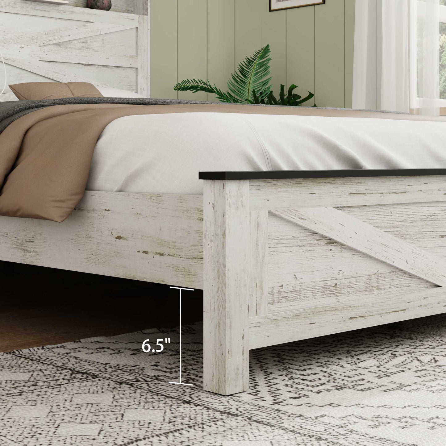 Full Floating Bed Frame with LED Light, Charger & Hidden Storage