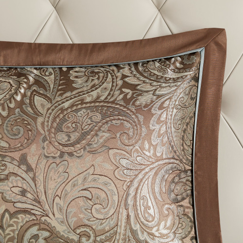 12-Piece Comforter Set with Cotton Bed Sheets - Blue & Brown Full