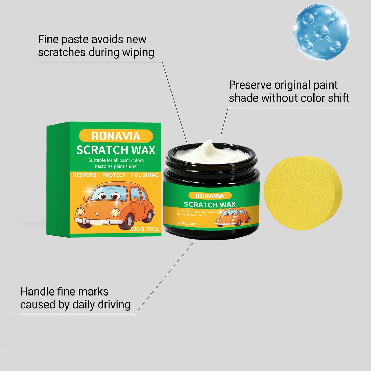 Car Scratch Repair Wax 50g - Vehicle Paint Care & Polishing Solution