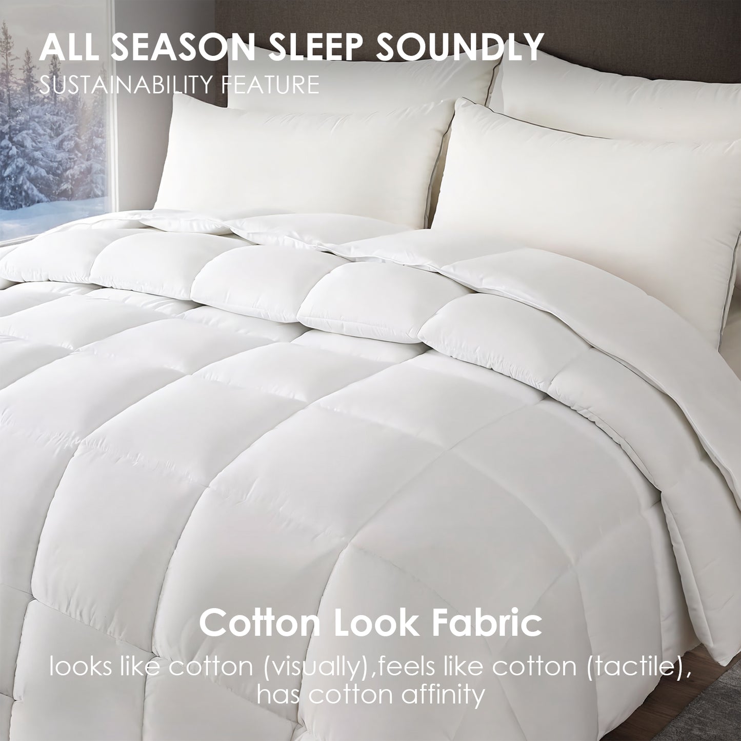 Luxury White Checkered Quilted Duvet Set - Winter-Weight Comfort