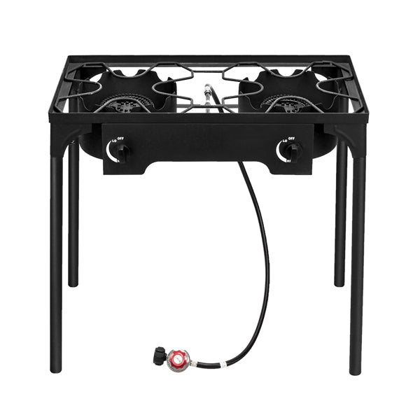High-Power Double Burner Stove - 150,000 BTU Cast Iron