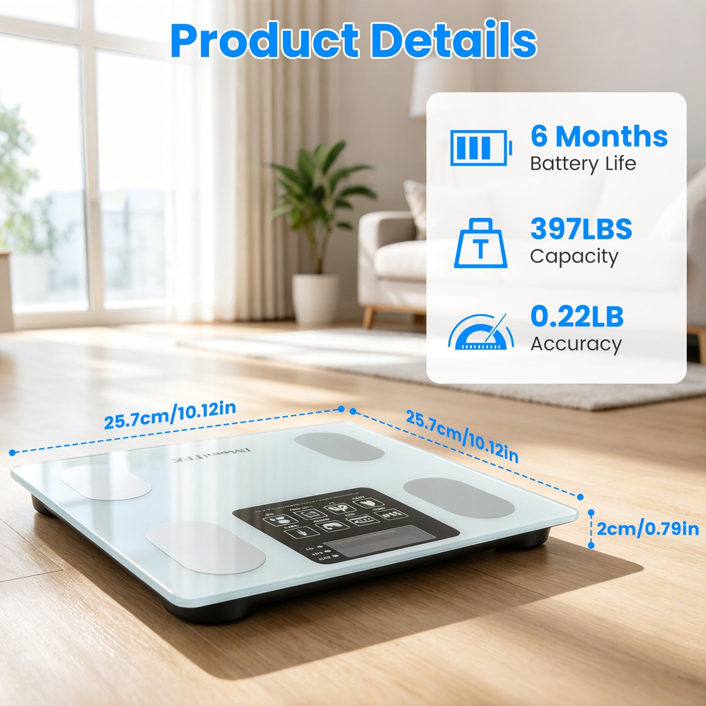 Digital Body Weight Scale with BMI & Body Composition App Connectivity White
