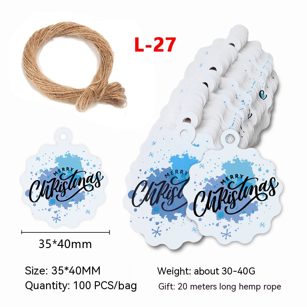 Christmas Kraft Paper Gift Tags with Santa Claus Card - Festive Packaging Labels