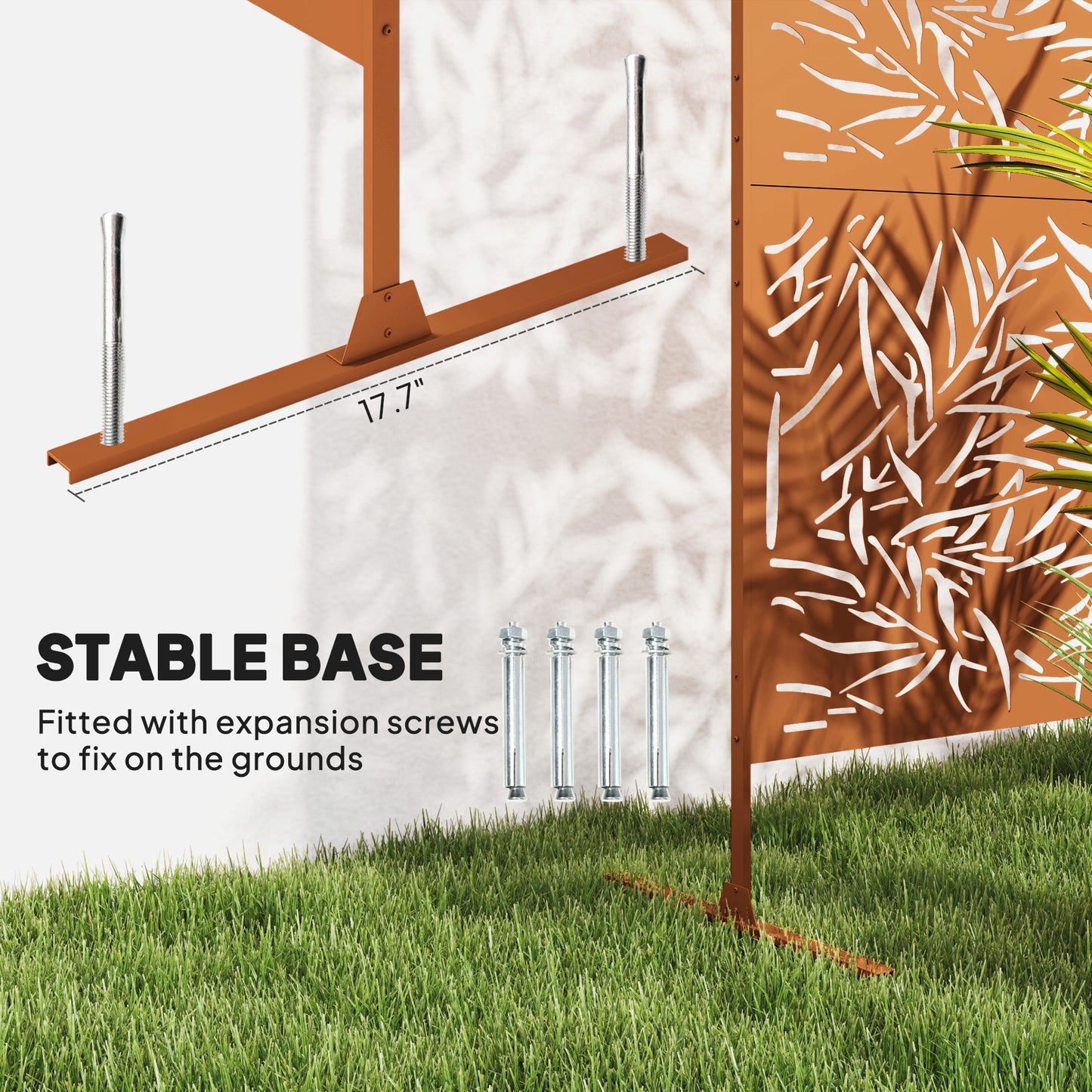 Outdoor Privacy Screen with Trellis - Brown Bamboo Design
