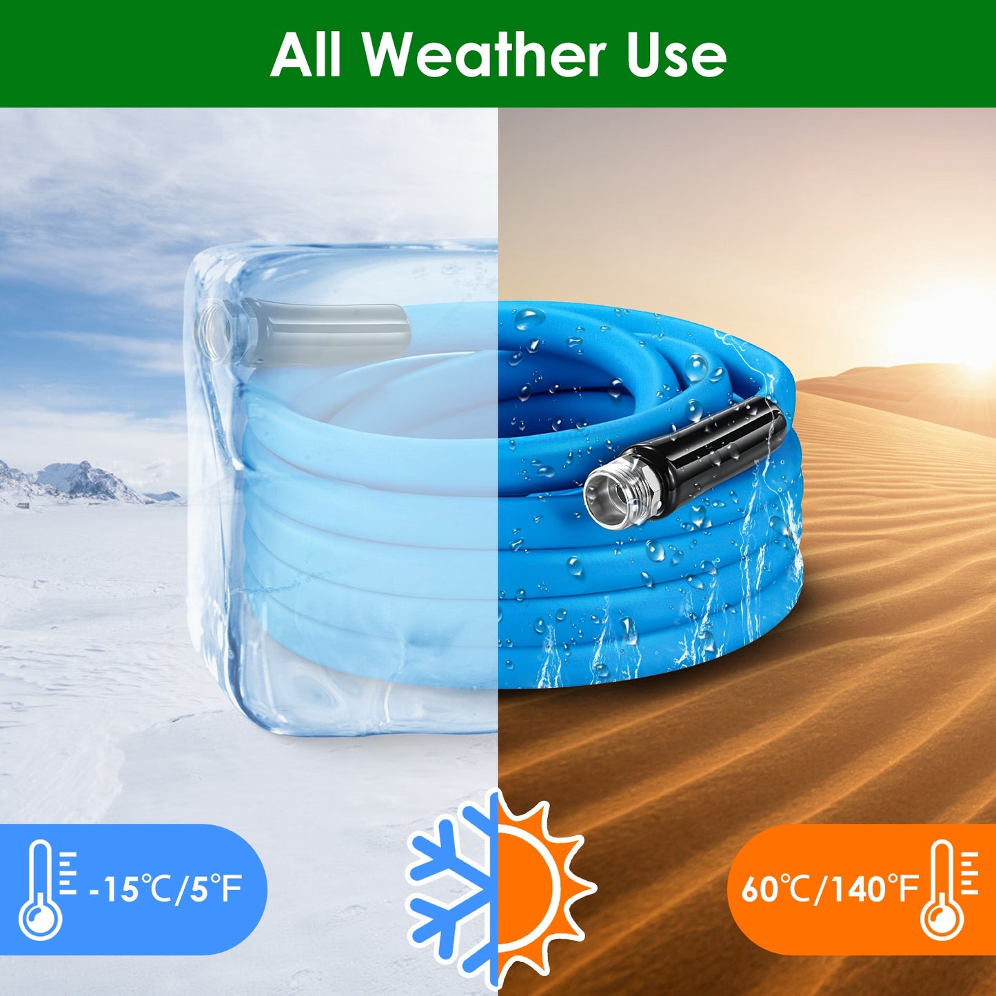 Heavy Duty Flexible Garden Hose - Kink-Free, Leak-Resistant, 3-Layer PVC