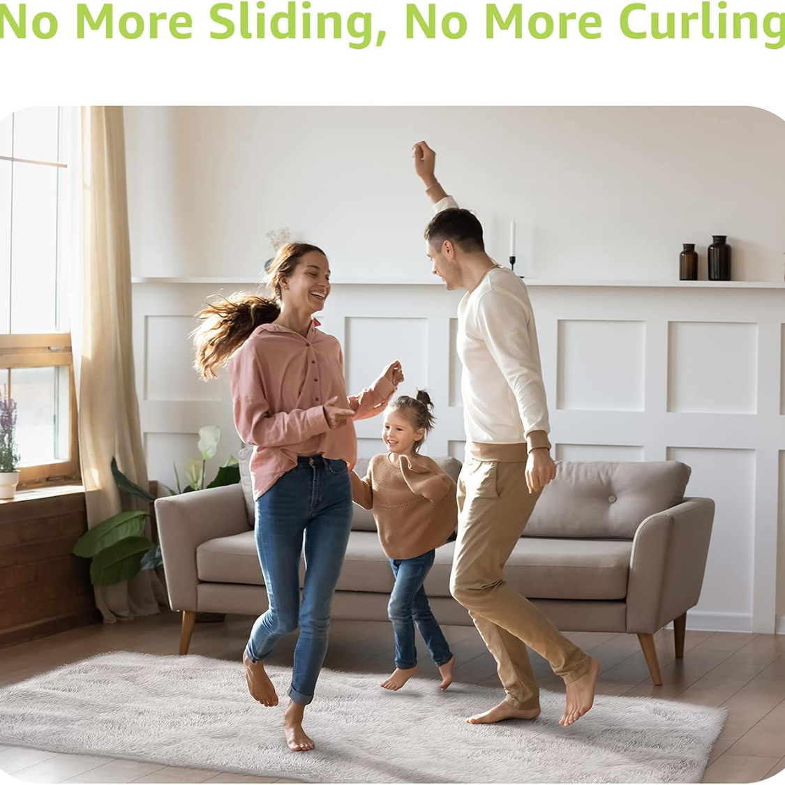Non Slip Rug Tape 12 Pcs - Reusable Double-Sided Adhesive Grippers for Hardwood & Tile Floors - Keeps Rugs Flat & Secure