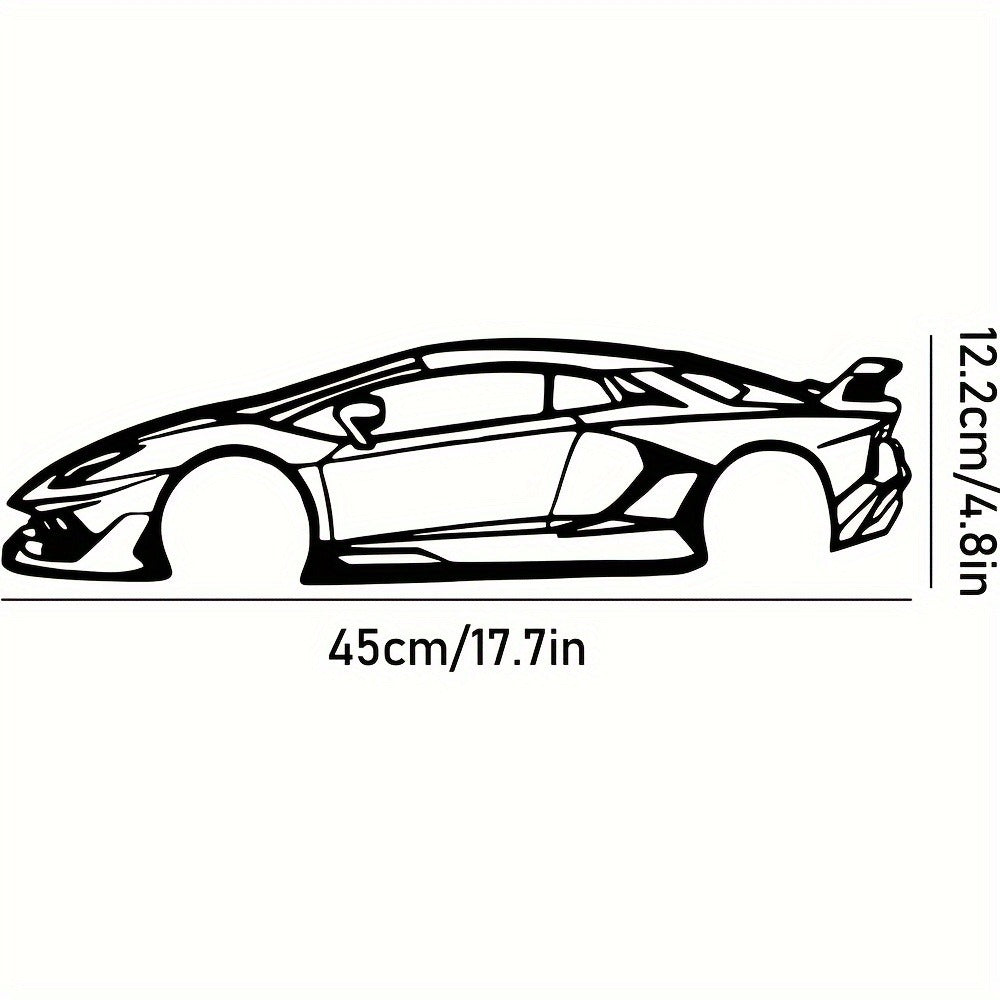 Laser-Cut Metal Wall Art - Sleek Sports Car Silhouette Decoration