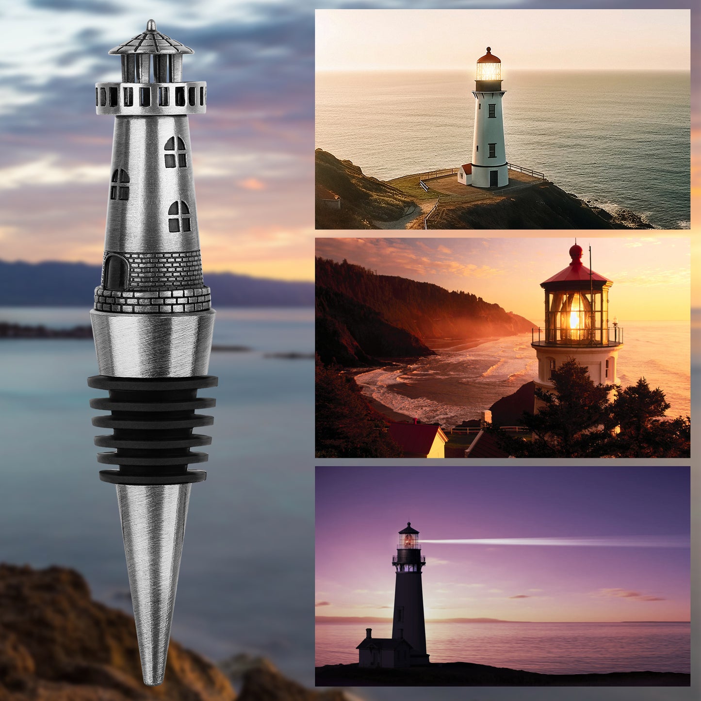 Creative Lighthouse Wine Stopper - Retro Zinc Alloy Wine Preserver