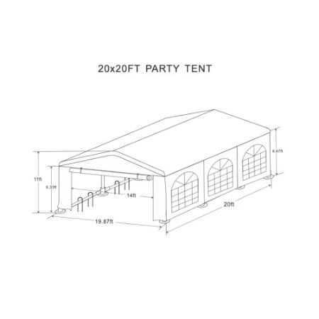 Heavy Duty 20x20 Feet Party Tent with Carry Bags - White