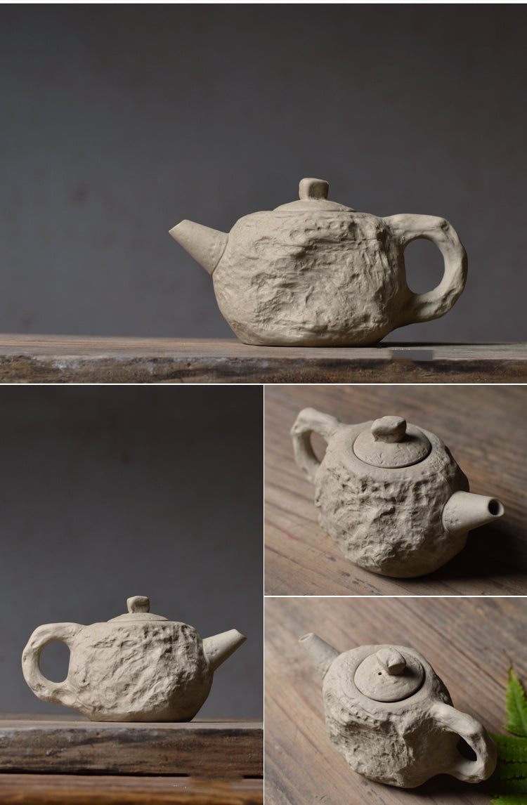 Handmade Ceramic Rock Clay Pot and Cups Set - Kitchen Drinkware