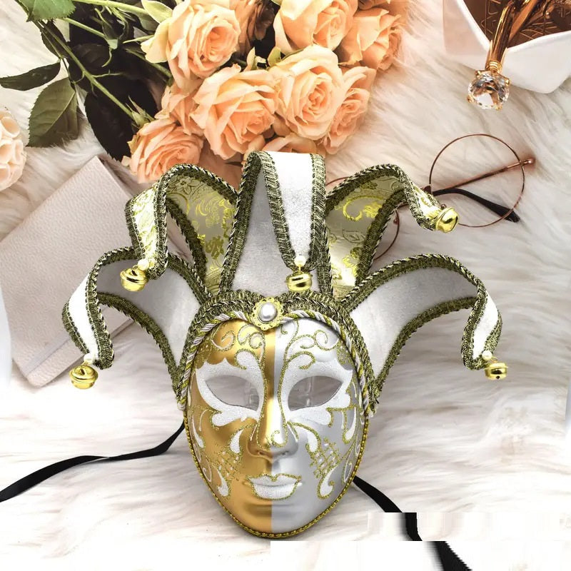 Halloween Painted Yin and Yang Mask - Venetian Party Mask for Festive Events