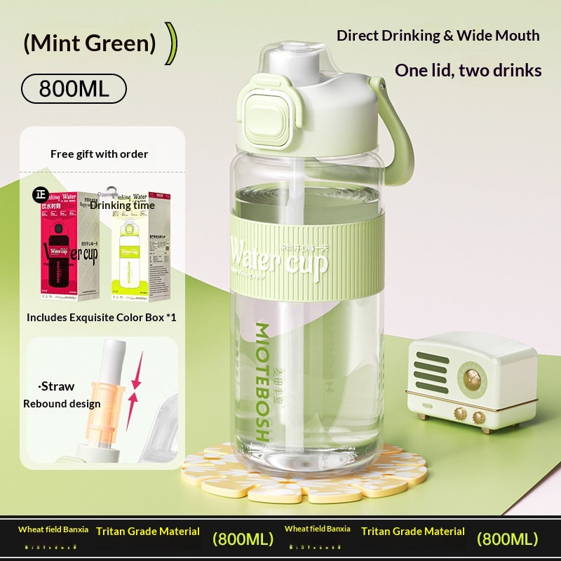 Large-Capacity Portable Water Bottle with Straw for Outdoor & Home Use