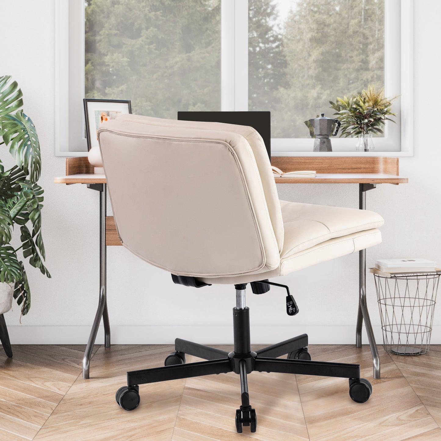360° Swivel Home Office Desk Chair - Adjustable Height, Beige