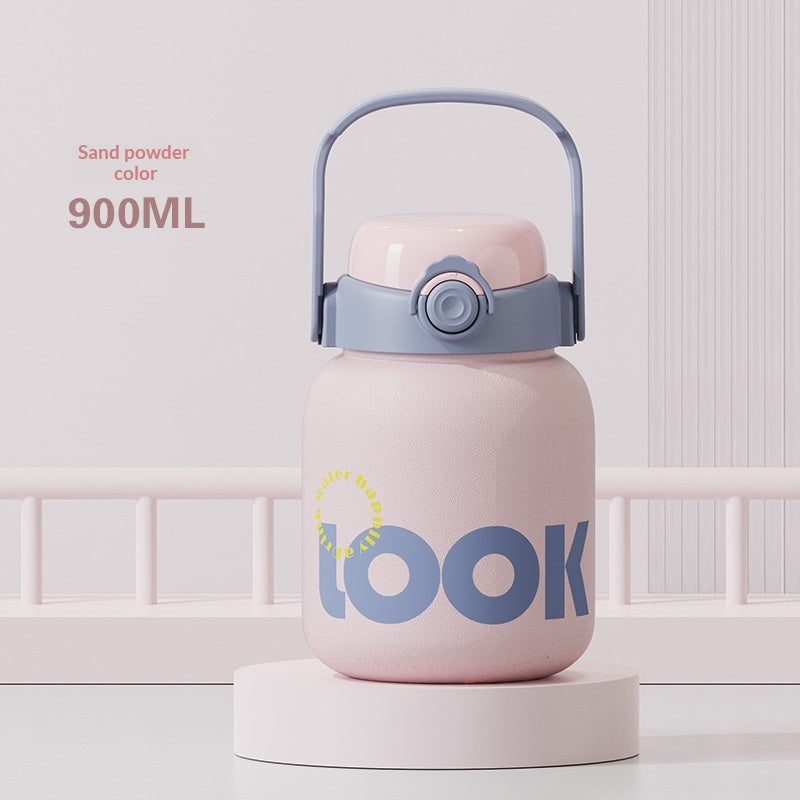Large Capacity Pop-Top Straw Cup - Reusable Insulated Drinkware