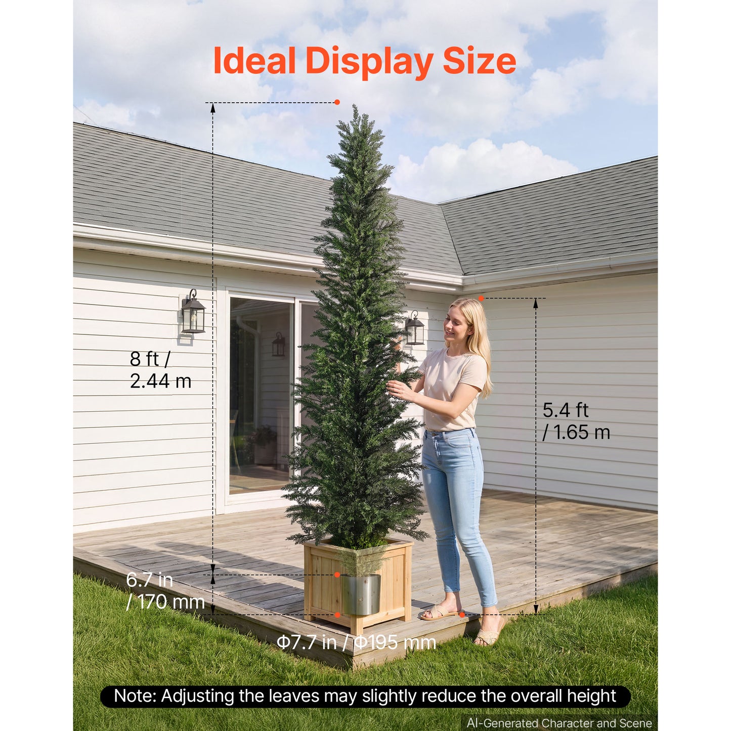 8 Ft Artificial Topiary Cedar Tree Set of 2 with Pots - Greenery Decor for Indoor & Outdoor