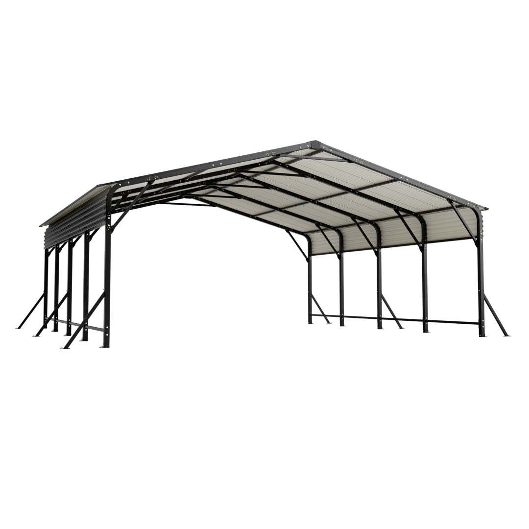 Heavy Duty Galvanized Steel Carport Canopy with Waterproof Roof - Large Capacity Shelter