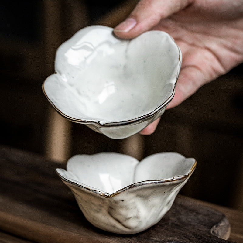 Ceramic Petals Seasoning Dish - White Porcelain Tableware for Kitchen