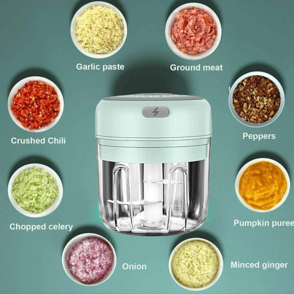300ML Electric Garlic Press Chopper - Multi-Functional Food Mincer