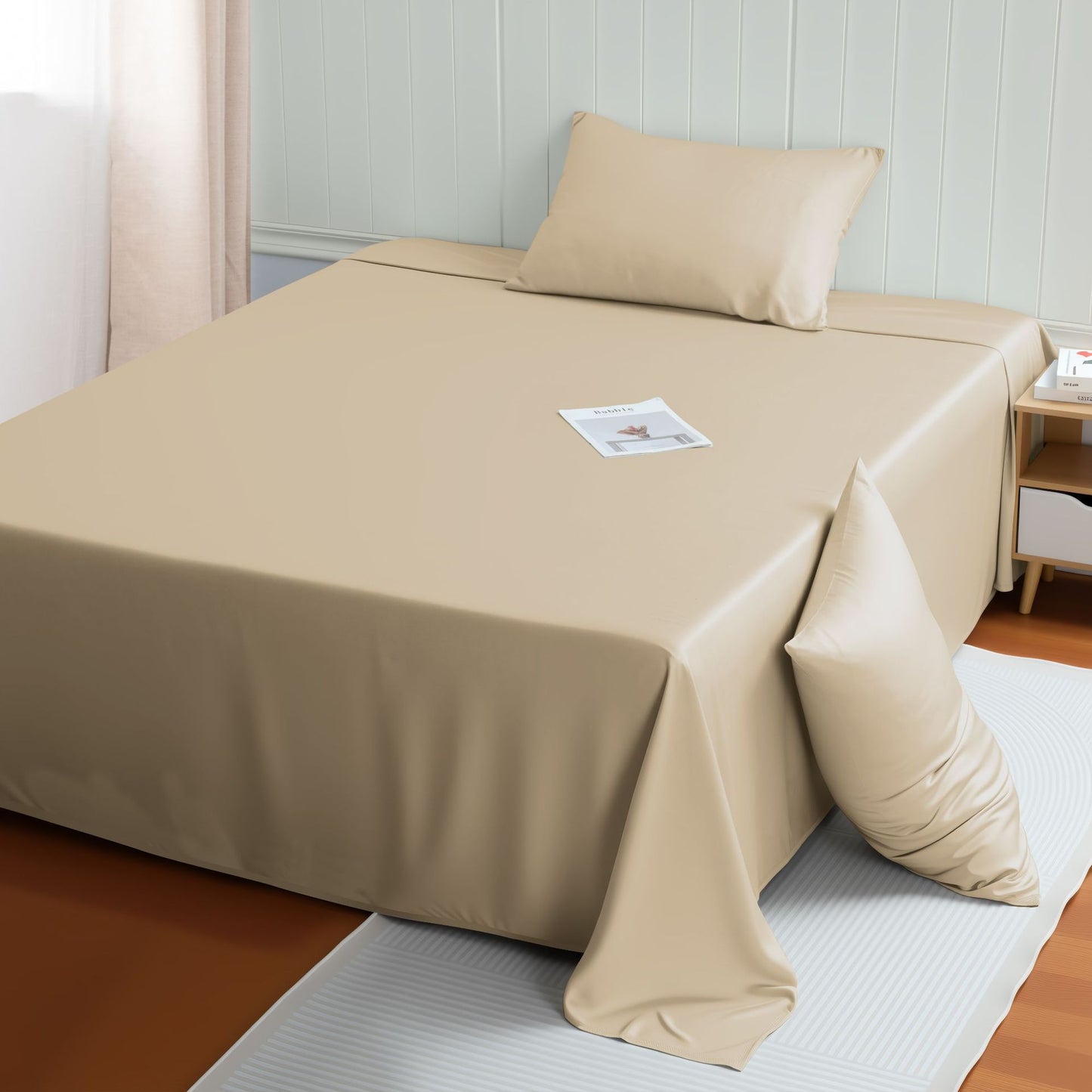 High-End Solid Color Bamboo Fiber Bed Sheet for Summer Sleep