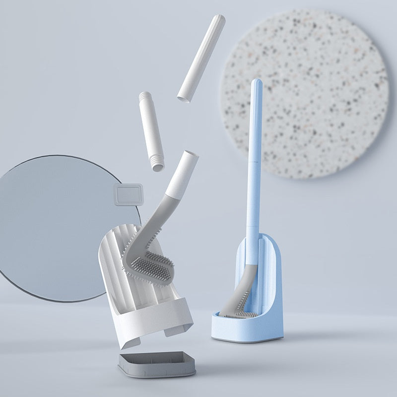 Long Handle Detachable Toilet Brush with Base - Flexible No Dead Angle Cleaner