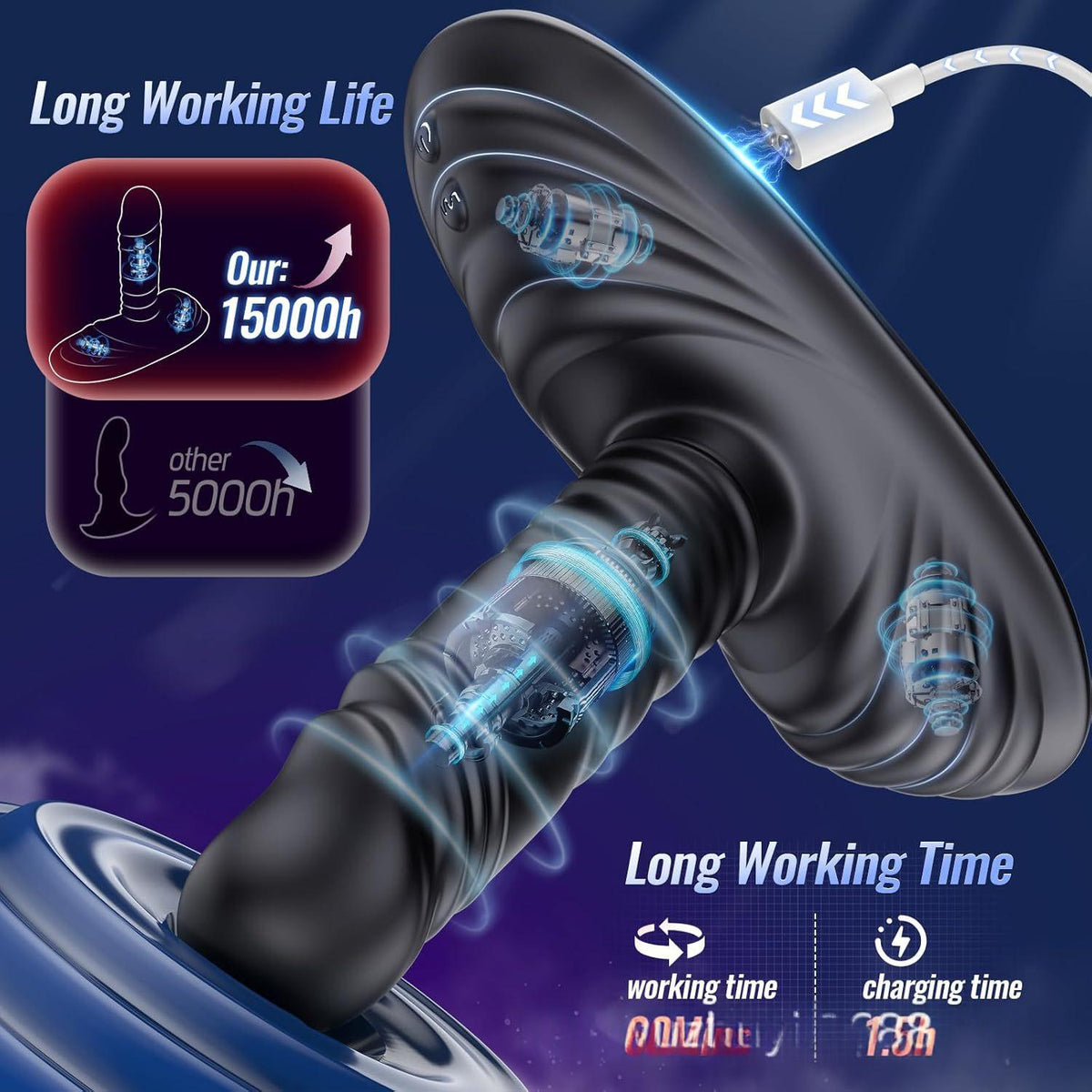 Telescopic Saddle Seat Cushion with Remote Control for Prostate Massage