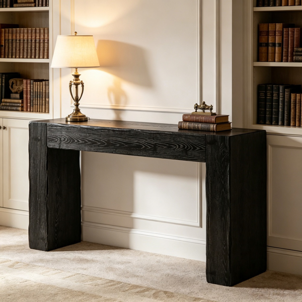 Long Solid Wood Console Table - Rustic Farmhouse Design